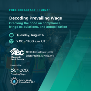 Join ABC Minnesota & North Dakota for a Prevailing Wage Webinar